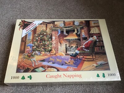 Komplett HOP HOUSE OF PUZZLES 1000 Teile Puzzle ''CAUGHT NAPPING'' Weihnachten #1 Neu