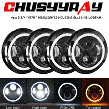 4pc 5.75 Inch Led Headlights Highlow Beam Drl Angel Eyes Fit Ford Mustang 1969