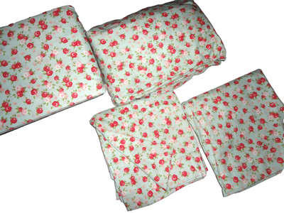 PINE CREEK FLANNEL ITSY BITSY ROSES BLUE RED FLORAL (4PC) KING SHEET SET 