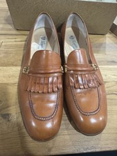Vintage Gucci Men’s 42.5 Brown Leather Kiltie Loafers Made in Italy Box