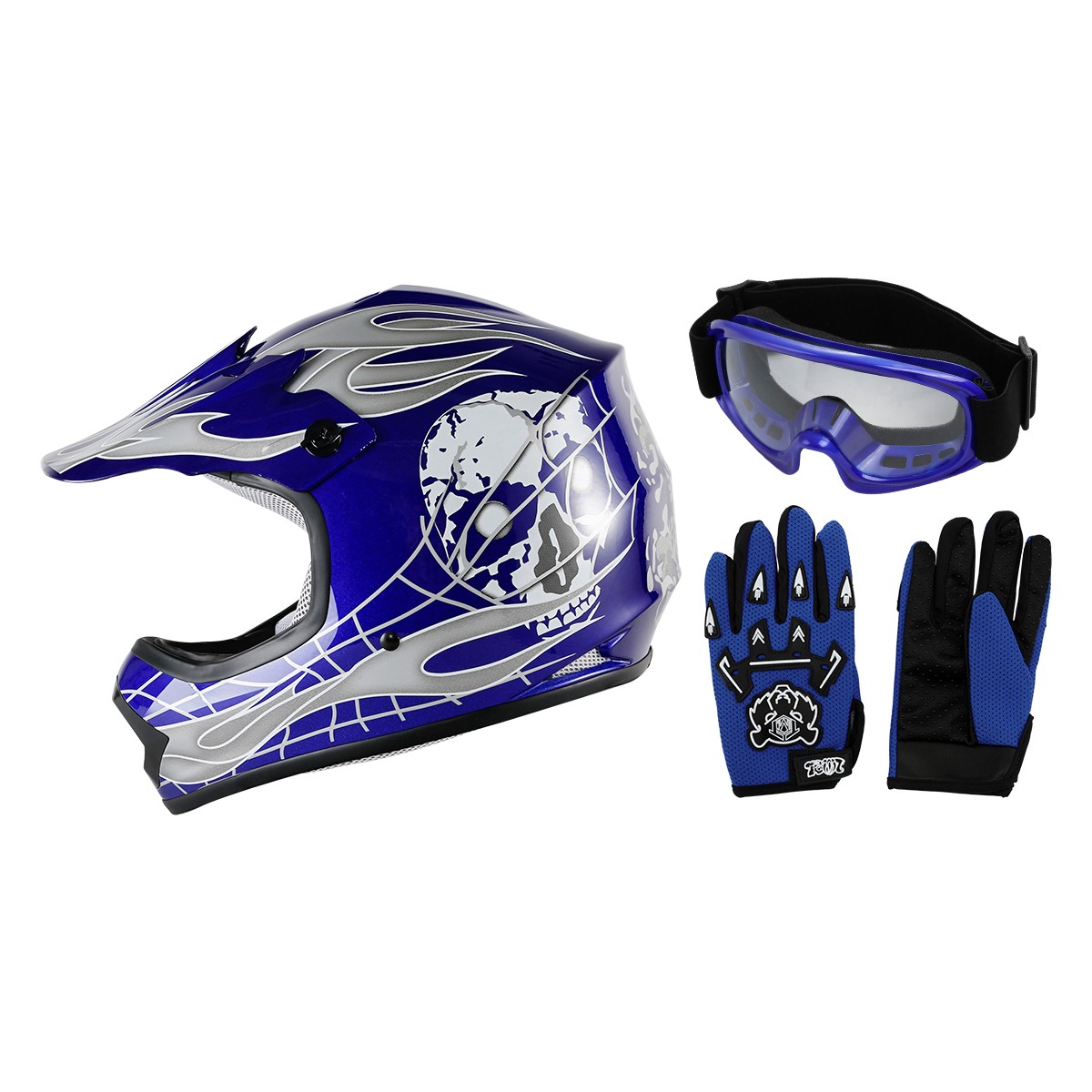 DOT Youth Kids Dirt Bike ATV Helmet w/ Goggles Gloves  White/Black/Red/Blue/Green | eBay