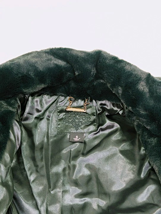 Abrigo para mujer Jou Jou piel sintética doble botonadura verde cazador talla S (precio de venta sugerido por el fabricante $100) Foto 4 de 4