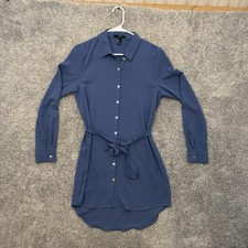 Forever 21 Belted Mini Shirt Dress Tunic S Crepe Minimalist Office Chic Preppy
