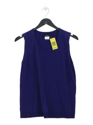 Akris Damen T-Shirt UK 10 Lila 100% Sonstige Ärmellos Rundhals Basic