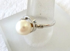 Artisan Cultured 9mm Pearl Solitaire Ring 925 Sterling Silver Band Sz 8