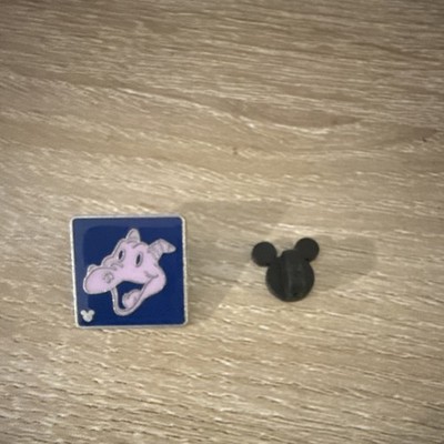 Disney Figment Square Pin Blue Background with Mickey Pin Back