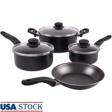 Nonstick Cookware Set 7 Piece Aluminum Cookware W/ Vented Lids Dishwasher Safe