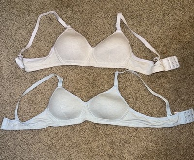Girls Youth 38A (AA) Training Bras 2 Pack White & Baby Blue
