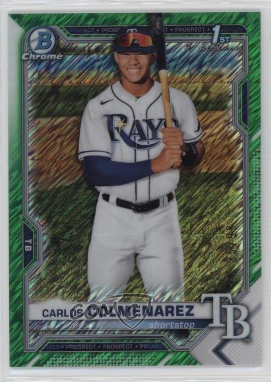 2021 Bowman Chrome Green Shimmer Refractor 35/99 Carlos Colmenarez #BCP-238 16va
