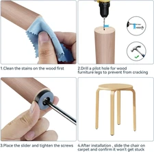 24 Pack Chair Sliders Floor Protectors 1 Inch Teflon Furniture Chair Glides f...