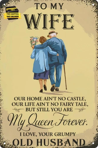 Vintage Tin Sign for Couples Our Home Ain'T No Castle Lover Gift for Bedroom Dec