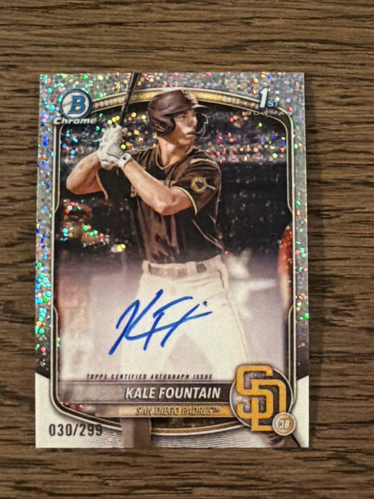 Kale Fountain 2025 Bowman Chrome Speckle Refractor 1st Prospect Auto /299