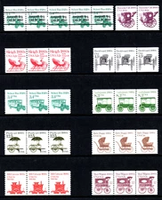 Stamp USA - 10 different Strips of Transportation Coil Stamps (Face Value $2.25)