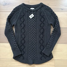 LL Bean Women’s Signature Cotton Fisherman Tunic Sweater Size XS Gray Zipper NWT