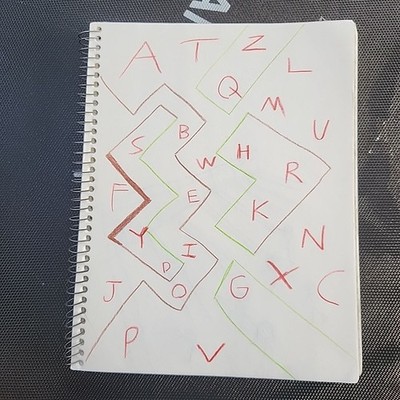 Abstract Alphabet Art Original, Colored Pencil 