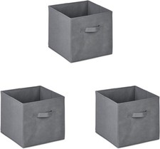 3/4/6 Collapsible Cube Storage Boxes Fabric Black Foldable Canvas Organiser Grey