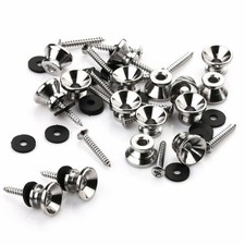 Lot of 16 Pieces Guitar Bass Chrome Metal End Pin Strap Buttons Cushion Screws