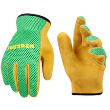 Kids Leather Gardening Gloves, 2 Pairs Toddler Small Age 2-4 Green 1 Pair