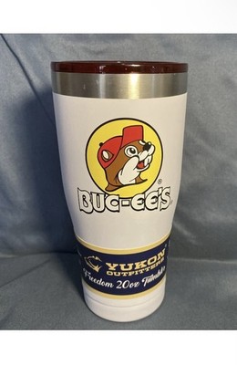 20oz White Stainless Steel Tumbler featuring Bucky the Beaver - Insulated Design