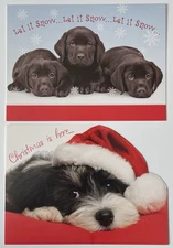 Lot of 2 Cute Dog/Puppy Christmas Cards w/Envelopes