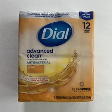 Dial Antibacterial Deodorant Bar Soap, Advanced Clean, Gold, 4 oz, 12 Bars