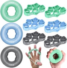 Grip Strength Trainer, Finger Exerciser, Forearm Strengthener 9-Piece Kit