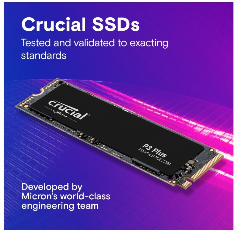 Crucial SSD drives 2TB P3 Plus M.2 NVMe Gen4 Micron Advanced 3D NAND