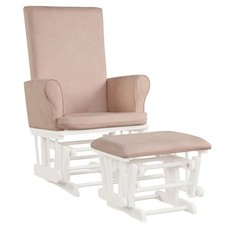Baby Nursery Relax Rocker Rocking Chair Glider  Ottoman Set w/Cushion Pink