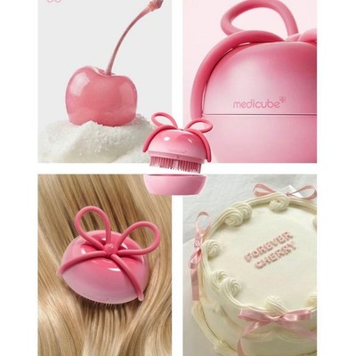 Medicube x FOREVER CHERRY Hair Brush Ribbon Cherry Pink Detangling