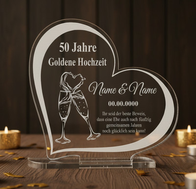 Geschenk Goldene Hochzeit Hochzeitstag Gravur - Größe wählbar - individuell