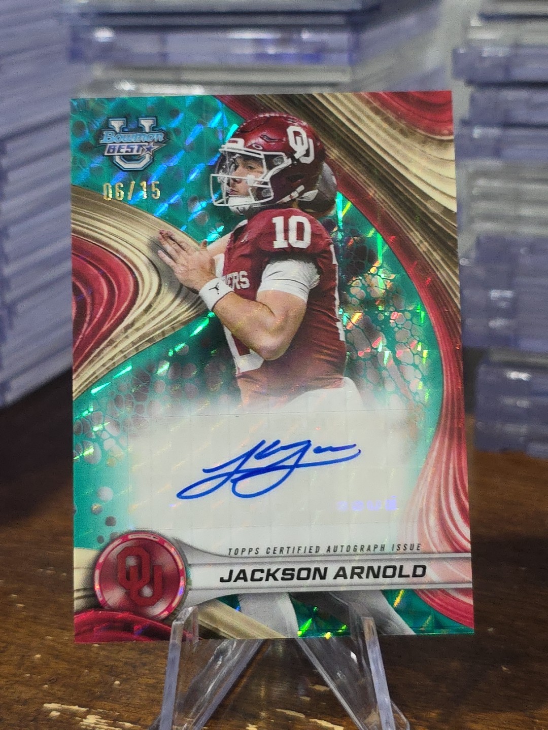 2024 JACKSON ARNOLD BOWMAN U BEST TEAL GEOMETRIC AUTO #BOA-JA 6/15 AUBURN TIGERS