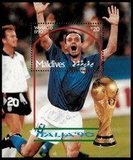 Maldives 1990 - World Cup Soccer - Souvenir Stamp Sheet - Scott #1492 - MNH