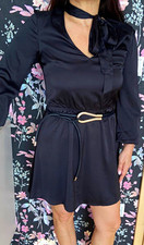 Damen Kleid kurz S schwarz Seide Abendkleid V...