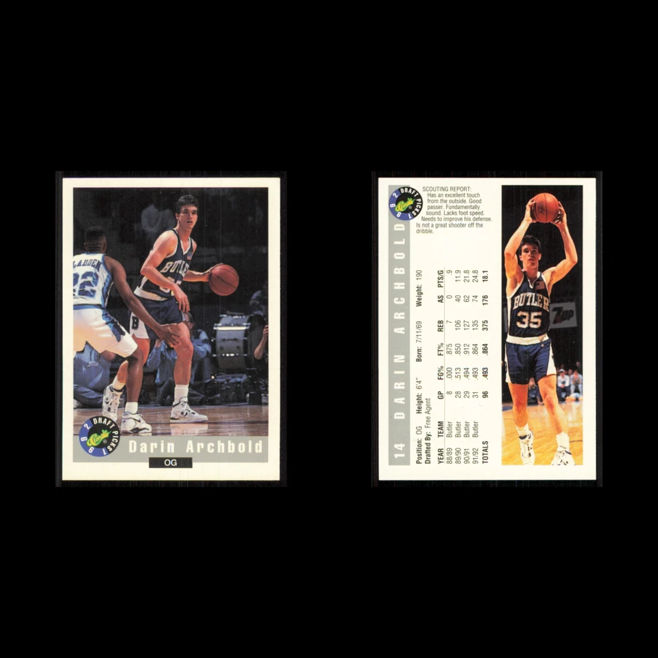 Darin Archbold #14 1992 Classic Draft Butler Bulldogs Basketball Card NBA NM - Image 3 of 3