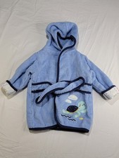 Just Born Baby Bath Robe Blue Turtle Hooded Terry Cloth Robe 0-9 Months