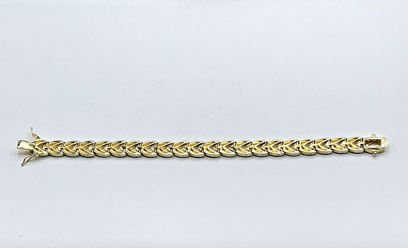 Bellezza Gold Tone Frosted Shiny Chevron Link Bracelet Double Safety Clasp image 11