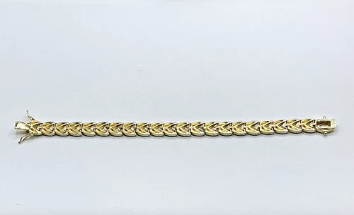 Bellezza Gold Tone Frosted Shiny Chevron Link Bracelet Double Safety Clasp image 11