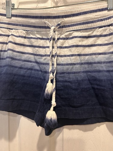 Vineyard Vines Shorts Women's Medium Dip Dye Stripe Pull On Linen Blend Tie - Picture 4 of 7