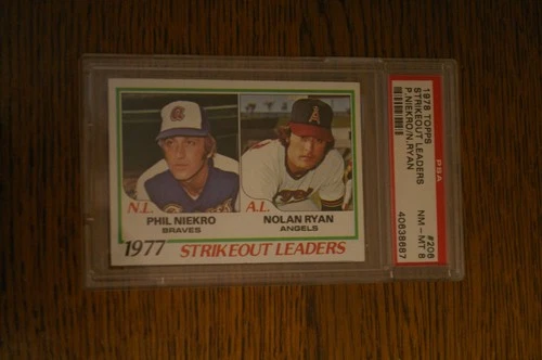 1978 Topps - League Leaders Nolan Ryan, Phil Niekro #206 PSA 8