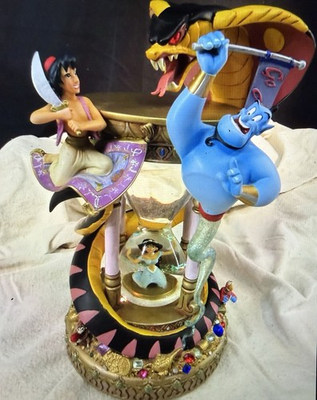 #ad Vintage Disney Aladdin Hourglass Light Up Musical Snow Globe $249.99