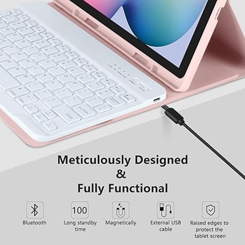 For Samsung Galaxy Tab S6 Lite 10.4" Tablet Keyboard Case Cover with Pen Holder - Picture 10 of 91