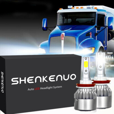 2pc H11 White LED Headlight Low Beam Light System 6000K for Kenworth T680 T880