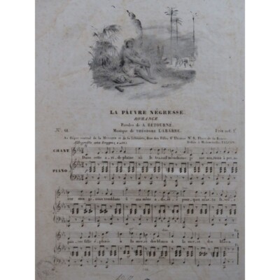 LABARRE Théodore Die Arme Negress Gesang Klavier Ca1830