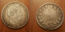 1839 B France large silver 5 Fr-Louis Philippe I