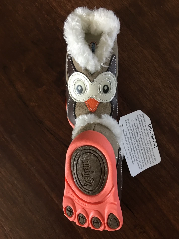 Zooligans Girls Olive 2227OLBN Brown Taupe Leather Owl Clog Shoes Pull On Size 5 - Image 3 of 4