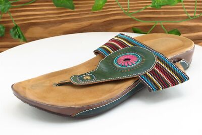Spring Step Sz 39 M Multicolor Flip Flop Leather Women Sandals Yasmin