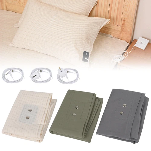 Grounding Pillow Case Organic Cotton Silver Fiber Earthing Pillowcase AU PLUG - Picture 1 of 17