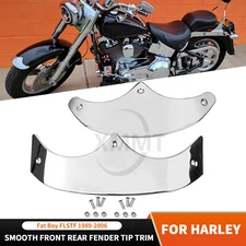 Smooth Front & Rear Fender Tip Trim For Harley Fat Boy EFI FLSTFI FLSTFSE 89-06