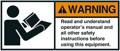 Warnaufkleber''WARNING Read and understand operator´s man..''35x80/45x100/70x160mm