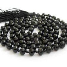 6mm Knot Black Agate 108 Bead Tassel gemstone Necklace Chakra Gemstone